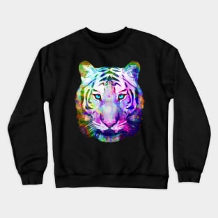 Tiger art illustration, colorful watercolor style Crewneck Sweatshirt